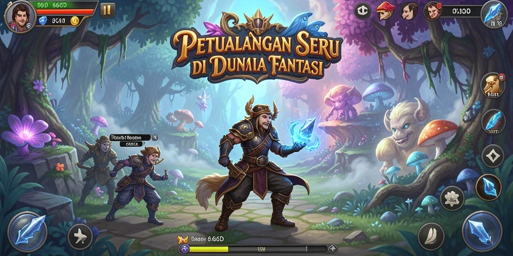 Tampilan mendebarkan dari gameplay 66D dalam suasana dunia fantasi.