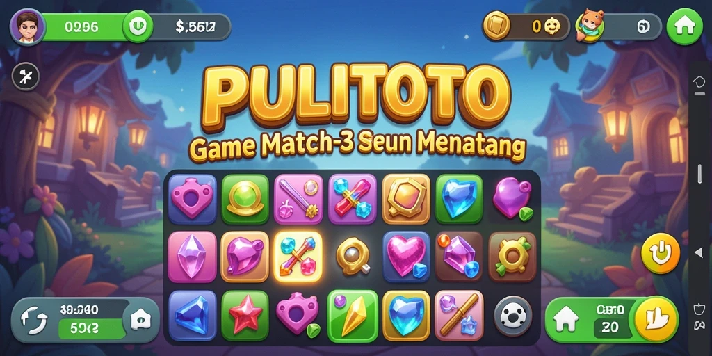 Tampilan gameplay seru saat mencocokkan permata di PULITOTO.