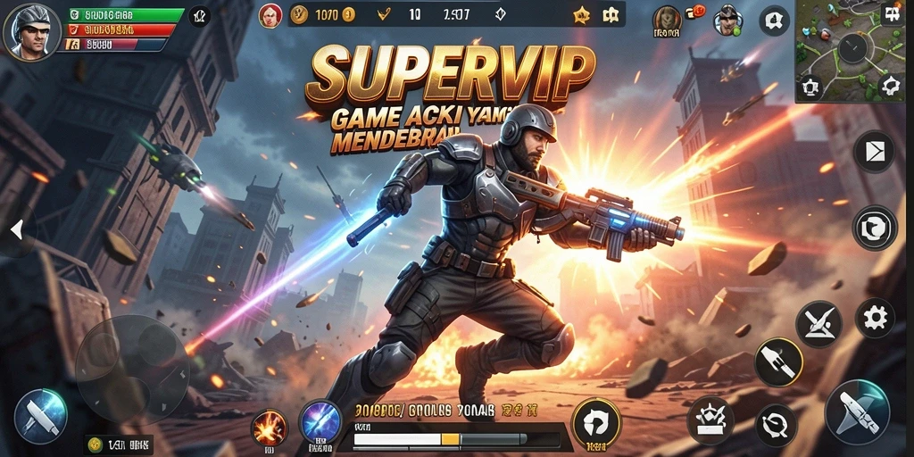 Tampilan gameplay SUPERVIP yang mendebarkan dan penuh aksi.